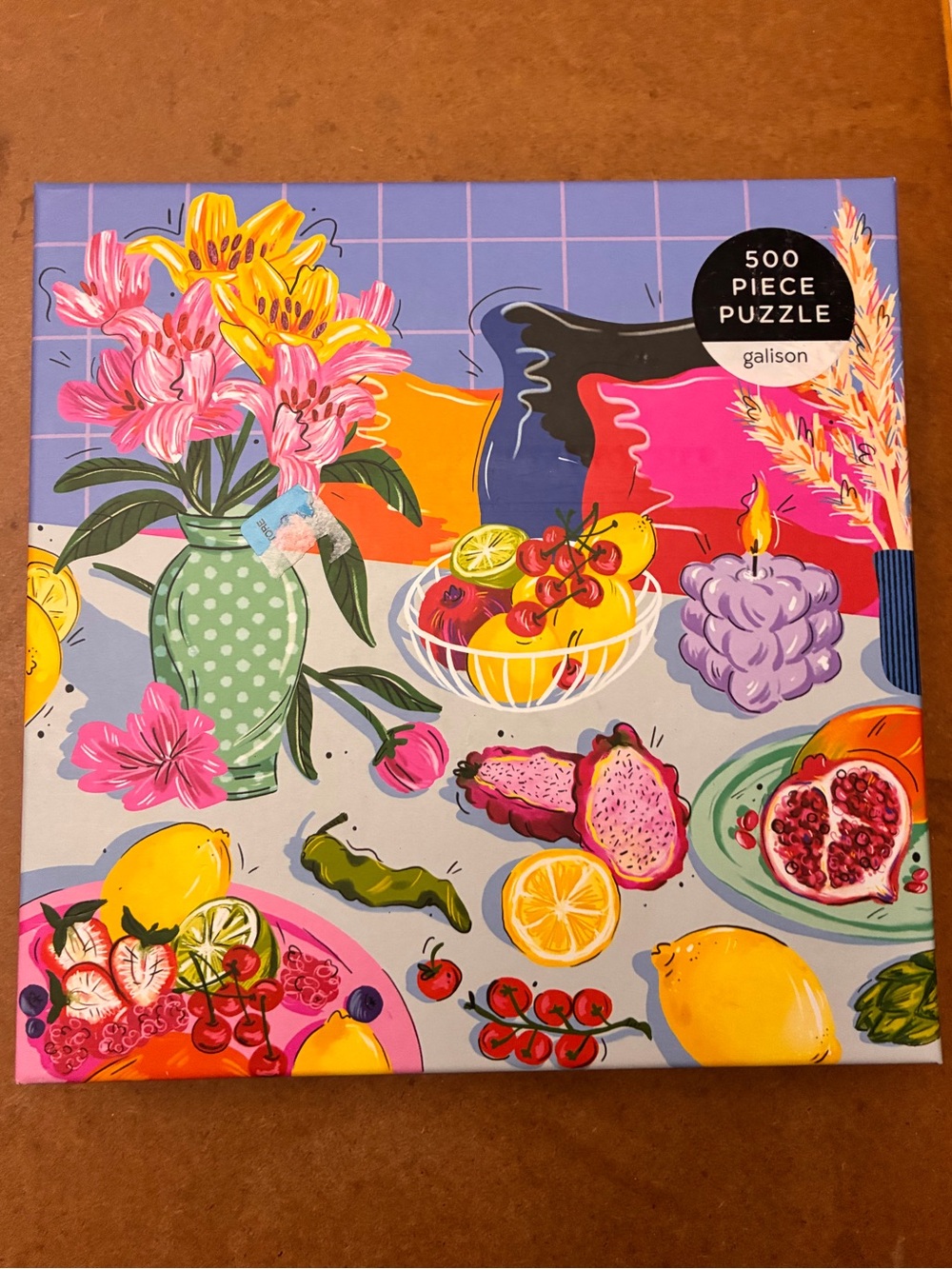 Galison 500-Piece Fruit & Floral Puzzle - Pink, Yellow, Green